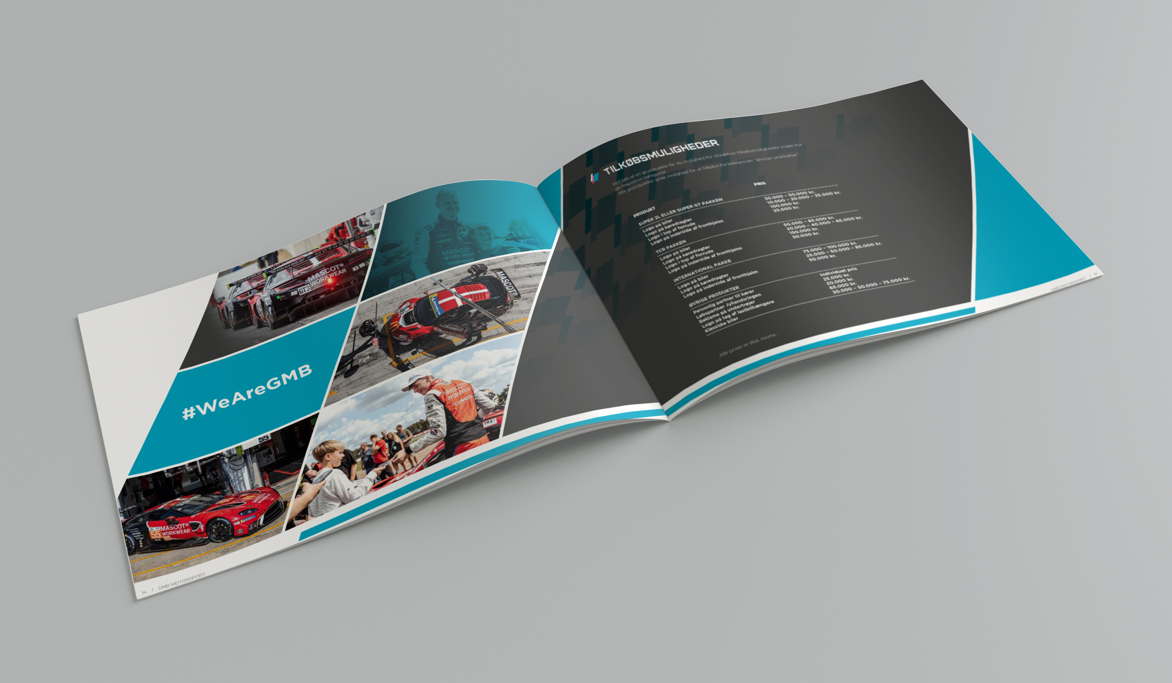 Brochure blå åben 2 side